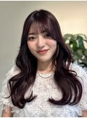 韓国くびれヘアー×チェリーレッドカラー