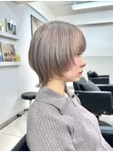 ハイトーンカラーレイヤーショートウルフホワイトグレージュ