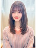 ミディアムレイヤー小顔/顔まわりレイヤー韓国風レイヤーカット