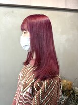 ファビ 渋谷(Fab)&nbsp;くびれヘア/暗めカラー/アプリコットオレンジ/縮毛矯正