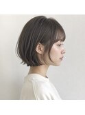 ミニボブ/暗髪/透明感カラー/グレージュ/松山美容室
