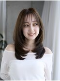オリーブベージュくびれレイヤーミディアムレイヤー