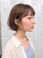 トリッカ 銀座(tricca)&nbsp;切りっぱなしボブ/ニュアンスパーマ/ミルクティーベージュ