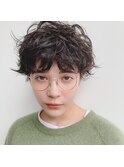 丸みショート×無造作カール