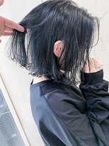 アリー 原宿 表参道(ALLY)&nbsp;【ALLY】切りっぱなしボブ×ネイビーカラー