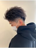 ツーブロック短髪モテるスーツ束感メッシュシークレットパーマ