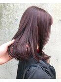 △ブリーチなしピンクラベンダーブラウンロブヘアミディアム