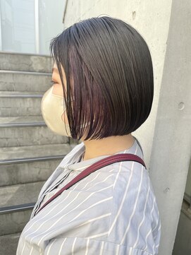 ユノ(juno) 前下がりボブのピンクラベンダーインナーカラー！