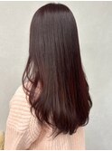 暗め暖色カラーピンクブラウン*艶ストレートワンカール