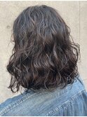 デジタルパーマくびれヘアアプリコットオレンジハイライトカラー