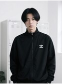 センター分けニュアンスパーマ極道パーマフェードマンバンヘア