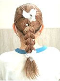ヘアアレンジ/編みおろし/三つ編みアレンジ/パーティーアレンジ