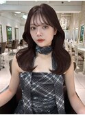 アッシュブラウン/韓国風くびれ巻きスタイル