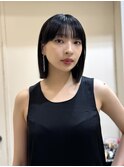 黒髪/ワイドバング/ボブ/20代/30代/前髪あり/ミニボブ