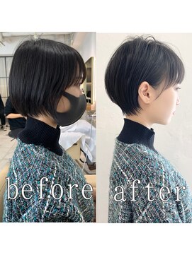 アンド ストーリーズ(&STORIES) 耳掛けショート/黒髪/小顔カット/マッシュショート/ハイライト