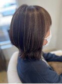 【つくば】白髪ぼかしハイライト×外ハネミディ