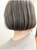 【nex 表参道】白髪ぼかし ハイライト 大人のミニボブ 齋藤