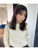 セミロング 前髪 サイドバング ブラウン 原宿 表参道