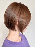 ハンサムショートレイヤーカット前髪なし大人ショートボブ韓国