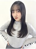 韓国風小顔レイヤーカット/シースルーバング/アッシュベージュ