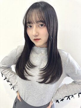 ティーヘア(t.hair) 韓国風小顔レイヤーカット/シースルーバング/アッシュベージュ