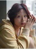 赤髪/ワインレッド/ボブ/シースルーバング