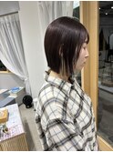 切りっぱなしボブとブラウンカラー