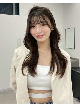 レイヤー/オリーブグレー/韓国ヘア/黒髪/小顔/クラゲへアー