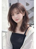セミロング20代30代ストレートレイヤー前髪なし前髪あり池袋