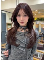 コート 青山(Cote) ロングレイヤー 韓国ヘア マロンベージュ チョコブラウン