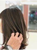 外国人風ハイライトカラー モカグレージュ