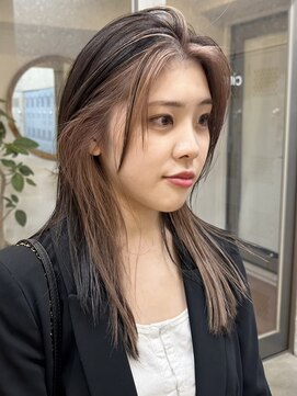 サンク 原宿 表参道(cinq) インナーカラーベージュダブルカラー前髪インナーカラー30代40代