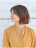 ★前髪イメチェンこなれミディレイヤーボブルフネビージュ小顔