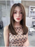 メルティカラー似合わせカットフェミニンロング韓国レイヤー