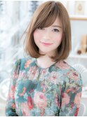 大人かわいい斜めバングくすみベージュロブc7越谷20代30代40代