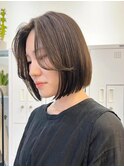 切りっぱなし前下がりボブ/ブリーチなしカラー
