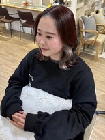 テトラ バイ ネオリーブ 横浜西口店(tetra by neolive)&nbsp;チェリーレッド　インナーカラー　ケアブリーチ　ボブ　横浜★