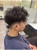 アップバング×ツイストスパイラルパーマ