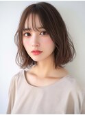 ウルフパーマダークブルーゆるふわボブひし形ショートボブ所沢