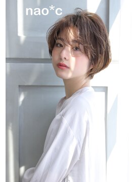 ナオシ トレス 富雄店(nao*c tres) 【奈良/富雄nao*c】丸みシルエットの柔らかくせ毛風ショートヘア