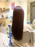 【大人綺麗】サラ艶ストレート ピンクオレンジヘア