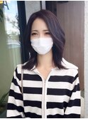 ボルドーカラー ワインレッド系 モーブ くびれヘア レイヤー