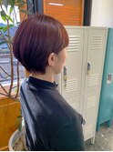 耳掛けコンパクトショート×秋カラー、ピンクラベンダー