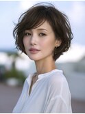 ☆ホワイトグレージュミニウルフデジタルパーマチェリーブラウン
