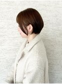 ショートボブ×ベージュブラウンカラー