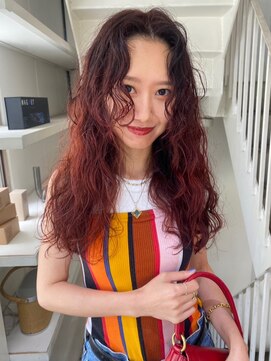 カシェ ナカザキ(CACHE NAKAZAKI) レッドカラー/ロングパーマ/レディースパーマ