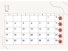 ★11月カレンダー★祝日（3、24日）営業してます♪