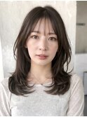 ワンカールレイヤーカット/ミディアムロングヘア/30代40代50代