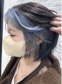 ふんわり似合わせボブインナーカラーブルー