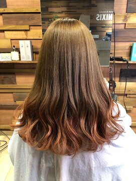 ヘアアンドメイクユ ニキス 利府店(HAIR&MAKE UNIXIS) テールカラー×オレンジ